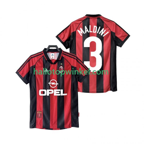AC Milan Voetbalshirt MALDINI 3 1998 Retro Heren Thuis Tenue 1999 Korte Mouw
