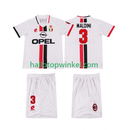 AC Milan Voetbalshirt MALDINI 3 1996 1997 Retro Kleuters/Kids Uit Tenue Korte Mouw