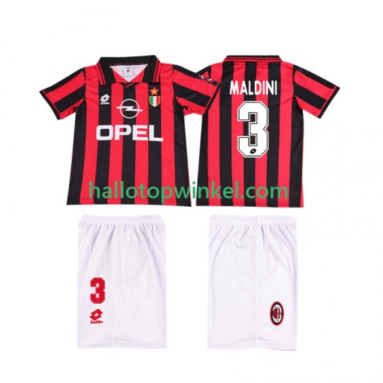 AC Milan Voetbalshirt MALDINI 3 1996 1997 Retro Kleuters/Kids Thuis Tenue Korte Mouw