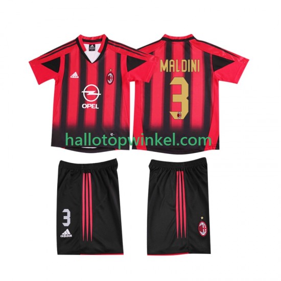 AC Milan Voetbalshirt MALDINI 3 2005 Retro Kleuters/Kids Thuis Tenue 2004 Korte Mouw