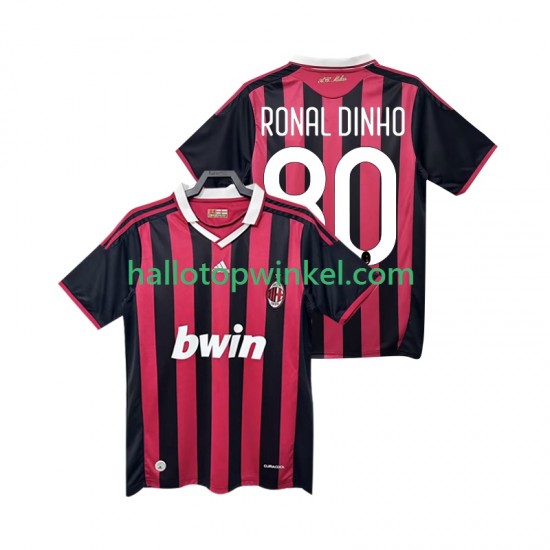 AC Milan Voetbalshirt RONALDINHO 80 2009 Retro Heren Thuis Tenue 2010 Korte Mouw