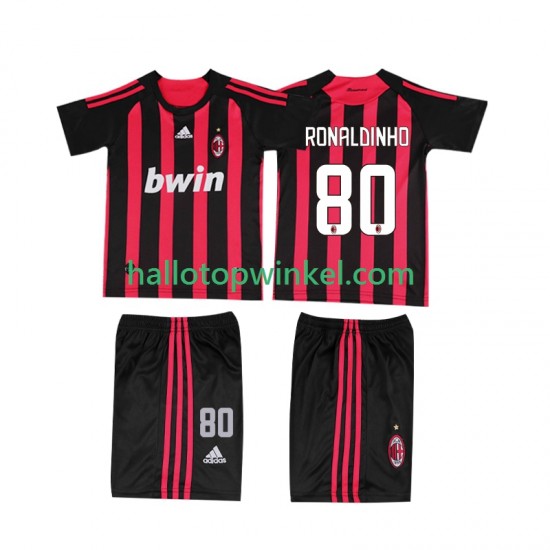 AC Milan Voetbalshirt RONALDINHO 80 2009 Retro Kleuters/Kids Thuis Tenue 2008 Korte Mouw