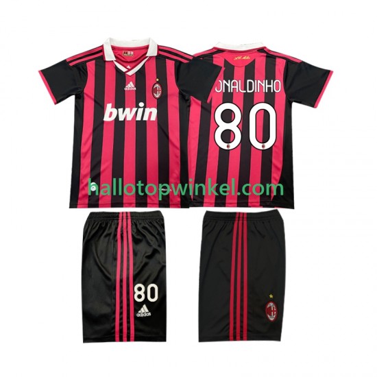 AC Milan Voetbalshirt RONALDINHO 80 2009 Retro Kleuters/Kids Thuis Tenue 2010 Korte Mouw