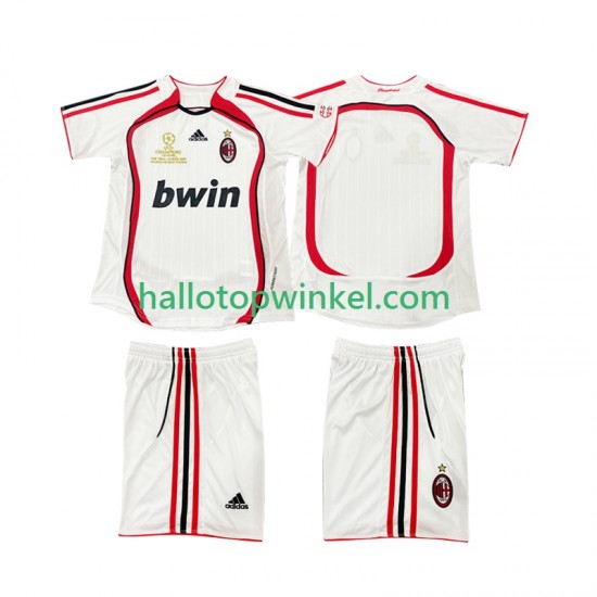 AC Milan Voetbalshirt 2007 Retro Kleuters/Kids Uit Tenue 2006 Korte Mouw