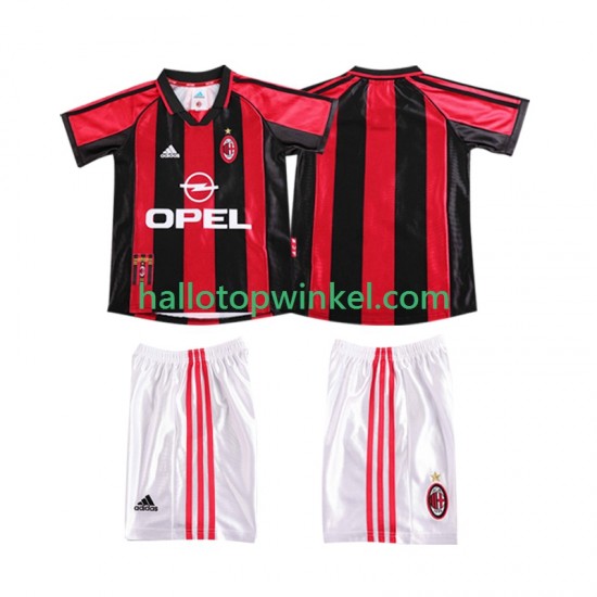 AC Milan Voetbalshirt 1998 Retro Kleuters/Kids Thuis Tenue 1999 Korte Mouw