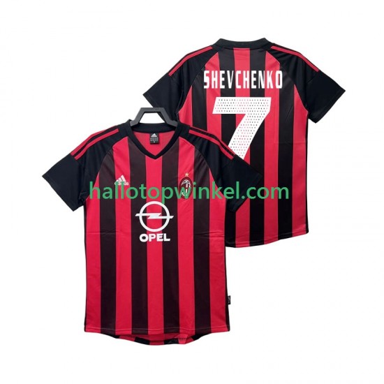 AC Milan Voetbalshirt SHEVCHENKO 7 2002 2003 Retro Heren Thuis Tenue Korte Mouw