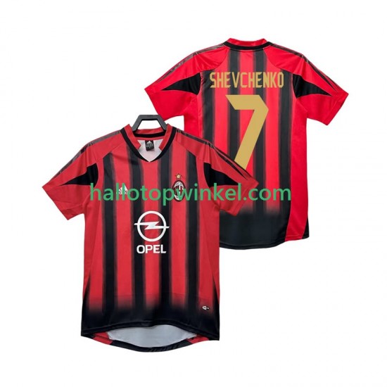 AC Milan Voetbalshirt SHEVCHENKO 7 2005 Retro Heren Thuis Tenue 2004 Korte Mouw