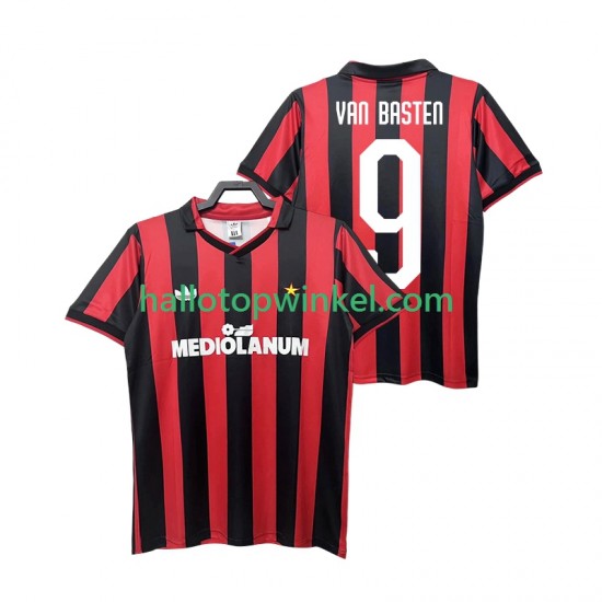 AC Milan Voetbalshirt VAN BASTEN 9 1990 1991 Retro Heren Thuis Tenue Korte Mouw