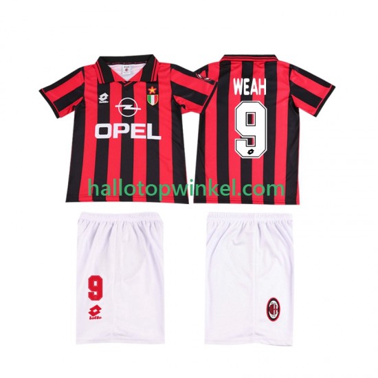 AC Milan Voetbalshirt WEAH 9 1996 1997 Retro Kleuters/Kids Thuis Tenue Korte Mouw
