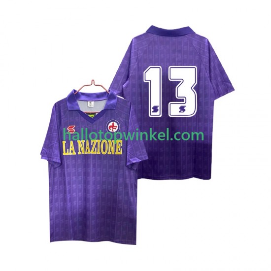 Fiorentina Voetbalshirt 13 1989 1990 Retro Heren Thuis Tenue Korte Mouw