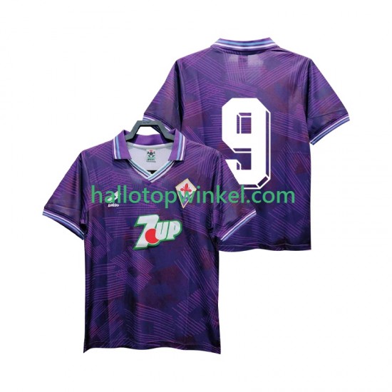 Fiorentina Voetbalshirt 9 1992 1993 Retro Heren Thuis Tenue Korte Mouw