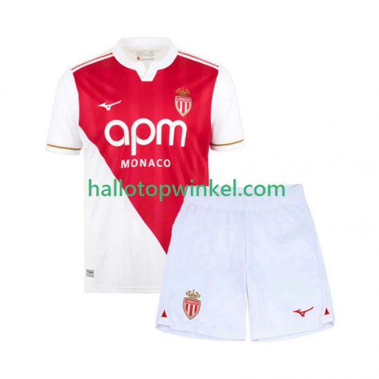 AS Monaco Voetbalshirt Kleuters/Kids Thuis Tenue 2025-2026 Korte Mouw