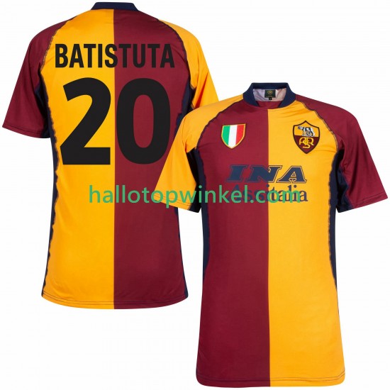 AS Roma Voetbalshirt Batistuta 20 2000 2001 Retro Heren Thuis Tenue Korte Mouw