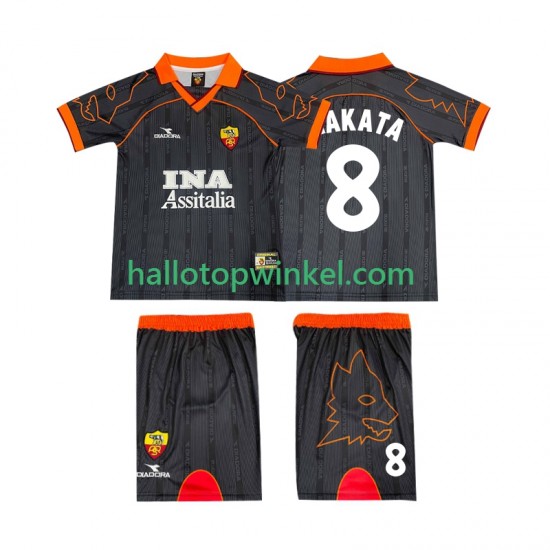 AS Roma Voetbalshirt NAKATA 8 2000 Retro Kleuters/Kids Uit Tenue 1999 Korte Mouw