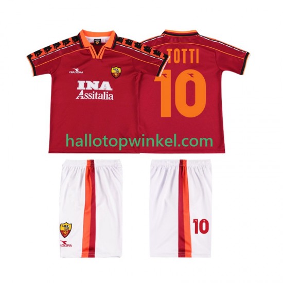 AS Roma Voetbalshirt TOTTI 10 1998 Retro Kleuters/Kids Thuis Tenue 1999 Korte Mouw