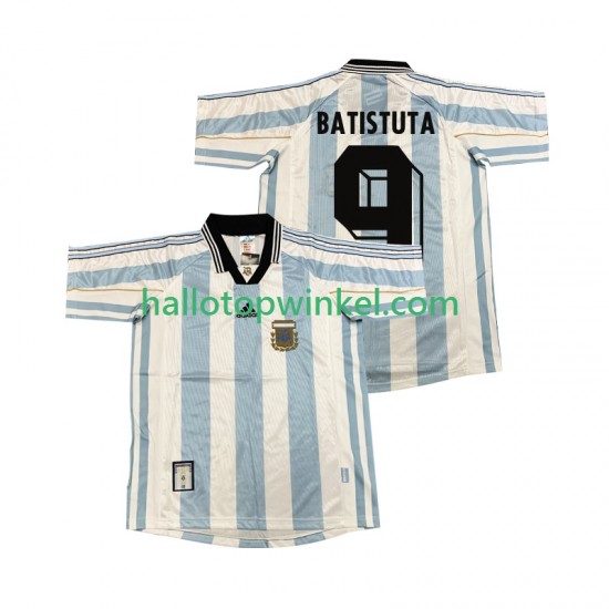 Argentinië Voetbalshirt BATISUTA 9 1998 Retro Heren Thuis Tenue Korte Mouw