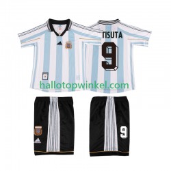 Argentinië Voetbalshirt BATISUTA 9 1998 Retro Kleuters/Kids Thuis Tenue Korte Mouw