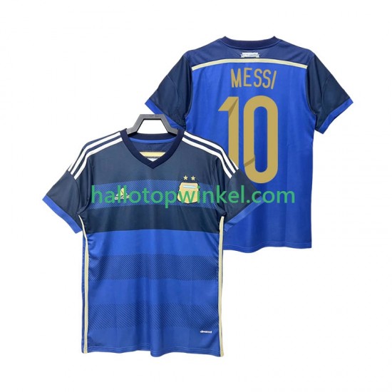 Argentinië Voetbalshirt Lionel Messi 10 2014 Retro Heren Uit Tenue Korte Mouw