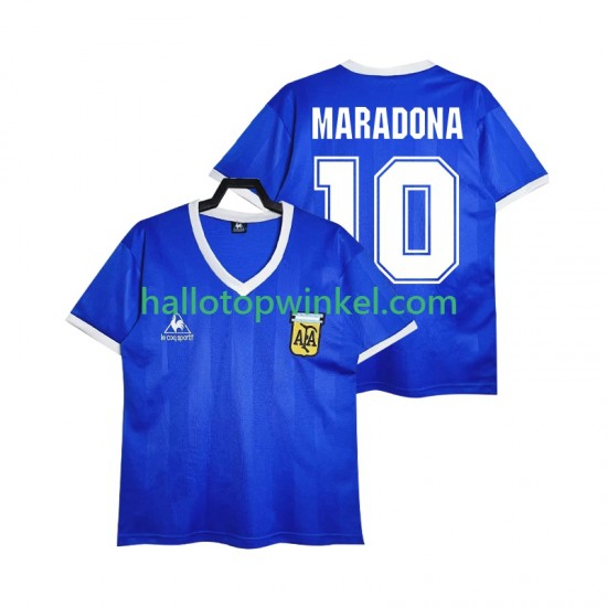 Argentinië Voetbalshirt MARADONA 10 1986 Retro Heren Uit Tenue Korte Mouw