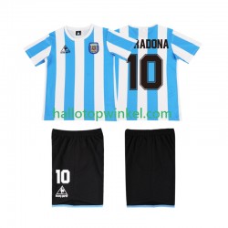 Argentinië Voetbalshirt MARADONA 10 1986 Retro Kleuters/Kids Thuis Tenue Korte Mouw
