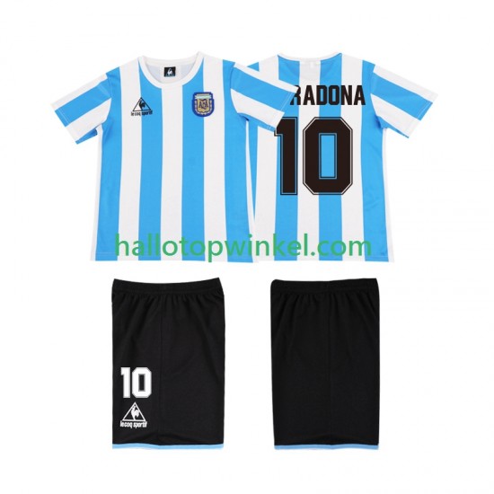 Argentinië Voetbalshirt MARADONA 10 1986 Retro Kleuters/Kids Thuis Tenue Korte Mouw