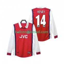 Arsenal Voetbalshirt Henry 14 1998 Retro Heren Thuis Tenue 1999 Lange Mouw