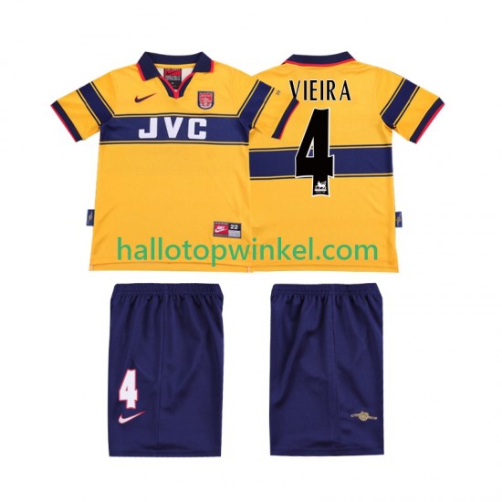 Arsenal Voetbalshirt VIEIRA 4 1997 Retro Kleuters/Kids Uit Tenue 1999 Korte Mouw