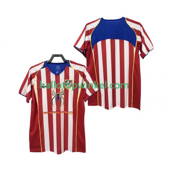 Atlético Madrid Voetbalshirt 2005 Retro Heren Thuis Tenue 2004 Korte Mouw