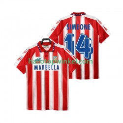 Atlético Madrid Voetbalshirt SIMEONE 14 1995 Retro Heren Thuis Tenue 1994 Korte Mouw