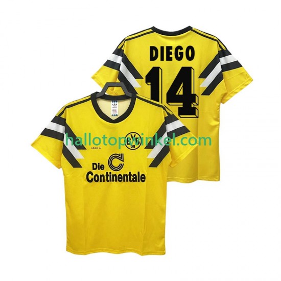 Borussia Dortmund Voetbalshirt DIEGO 14 DFB-POKAL 1989 Retro Heren Thuis Tenue Korte Mouw