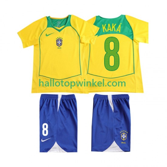 Brazilië Voetbalshirt KAKA 8 Retro Kleuters/Kids Thuis Tenue 2004 Korte Mouw