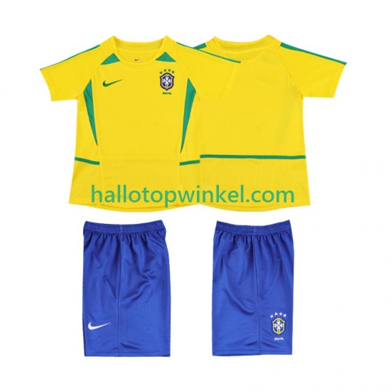 Brazilië Voetbalshirt 2002 Retro Kleuters/Kids Thuis Tenue Korte Mouw