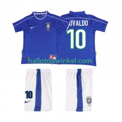 Brazilië Voetbalshirt RIVALDO 10 1998 Retro Kleuters/Kids Uit Tenue Korte Mouw
