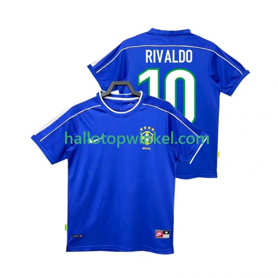 Brazilië Voetbalshirt RIVALDO 10 1998 Retro Heren Uit Tenue Korte Mouw