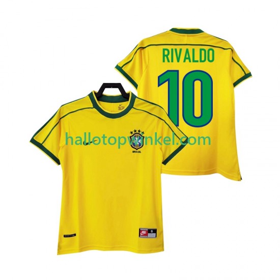 Brazilië Voetbalshirt RIVALDO 10 1998 Retro Heren Thuis Tenue Korte Mouw