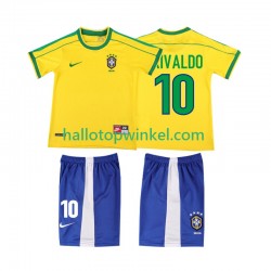 Brazilië Voetbalshirt RIVALDO 10 1998 Retro Kleuters/Kids Thuis Tenue Korte Mouw