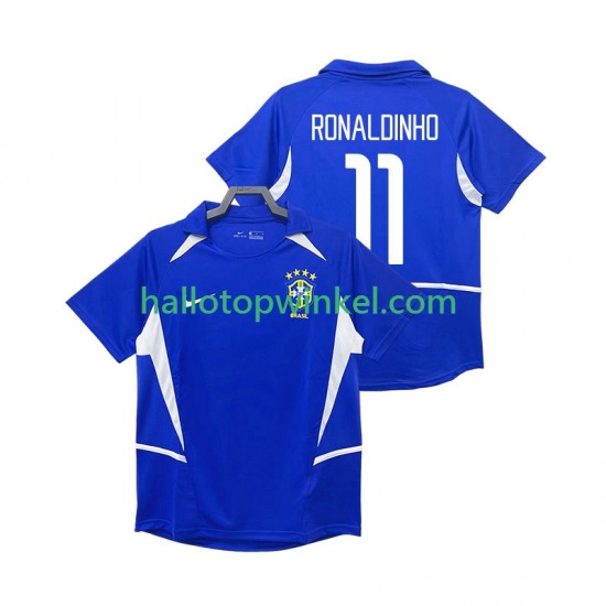 Brazilië Voetbalshirt RONALDINHO 11 2002 Retro Heren Uit Tenue Korte Mouw