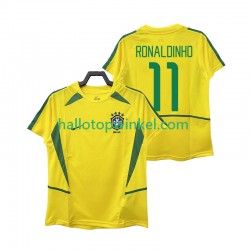 Brazilië Voetbalshirt RONALDINHO 11 2002 Retro Heren Thuis Tenue Korte Mouw