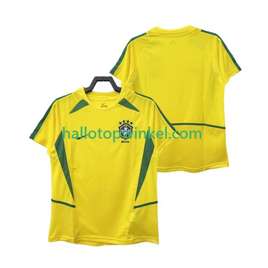 Brazilië Voetbalshirt 2002 Retro Heren Thuis Tenue Korte Mouw