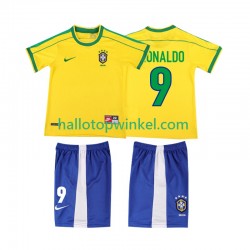 Brazilië Voetbalshirt Ronaldo 9 1998 Retro Kleuters/Kids Thuis Tenue Korte Mouw