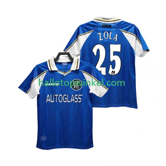 Chelsea Voetbalshirt ZOLA 25 1997 Retro Heren Thuis Tenue 1999 Korte Mouw