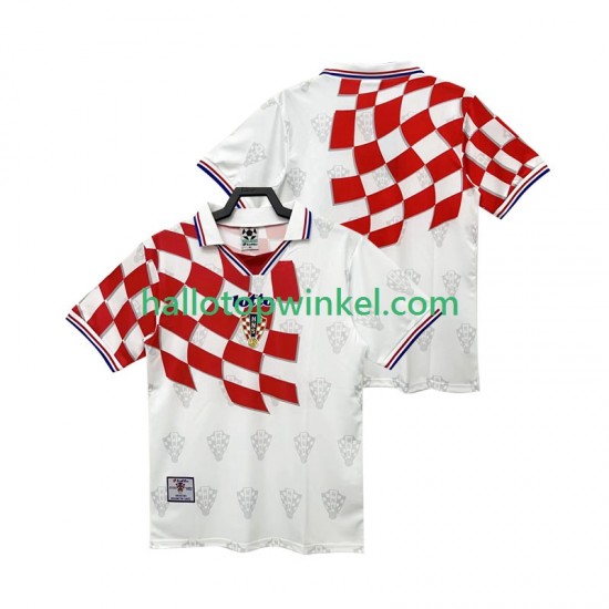 Kroatië Voetbalshirt 1998 Retro Heren Thuis Tenue Korte Mouw