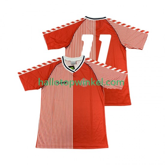 Denemarken Voetbalshirt 11 1986 Retro Heren Thuis Tenue Korte Mouw