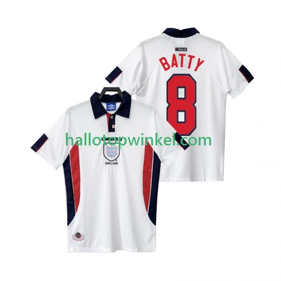 Engeland Voetbalshirt BATTY 8 1998 Retro Heren Thuis Tenue Korte Mouw
