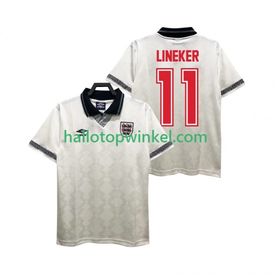 Engeland Voetbalshirt LINEKER 11 1990 Retro Heren Thuis Tenue Korte Mouw