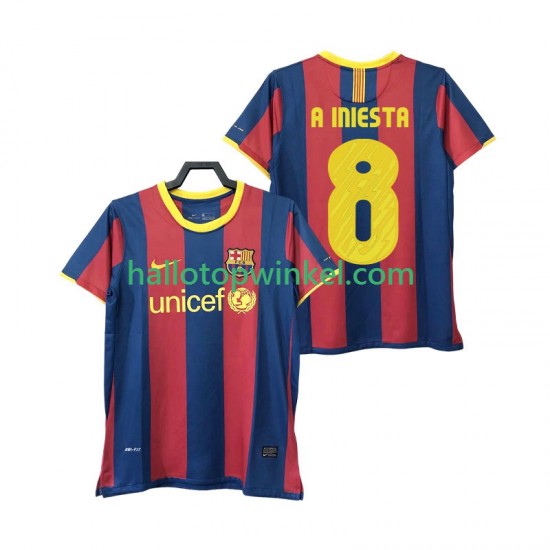 FC Barcelona Voetbalshirt A INIESTA 8 Retro Heren Thuis Tenue 2011 2010 Korte Mouw