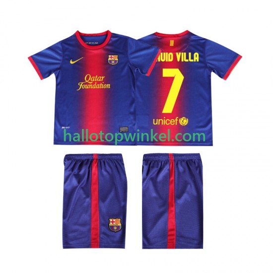 FC Barcelona Voetbalshirt DAUID VILLA 7 2012 2013 Retro Kleuters/Kids Thuis Tenue Korte Mouw