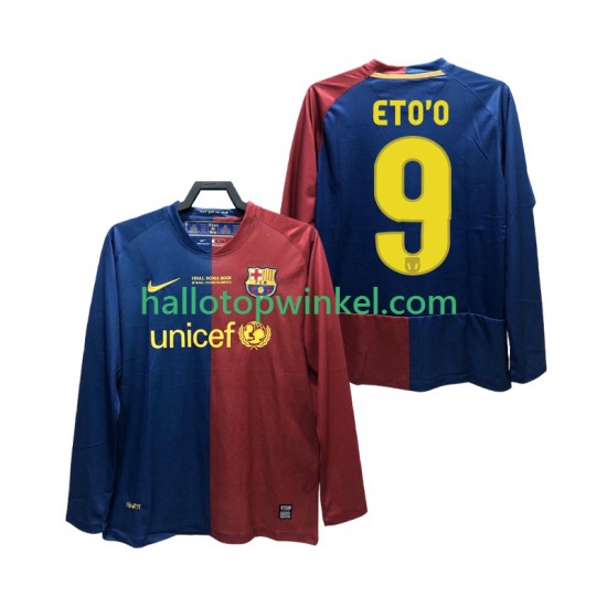 FC Barcelona Voetbalshirt ETO O 9 Champions League 2009 Retro Heren Thuis Tenue 2008 Lange Mouw