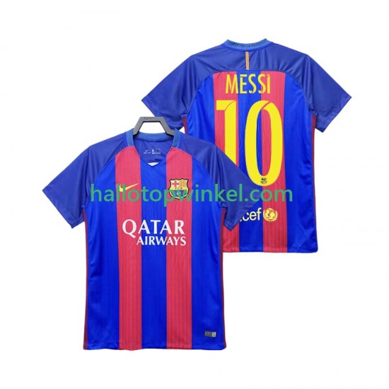 FC Barcelona Voetbalshirt Lionel Messi 10 2016 2017 Retro Heren Thuis Tenue Korte Mouw