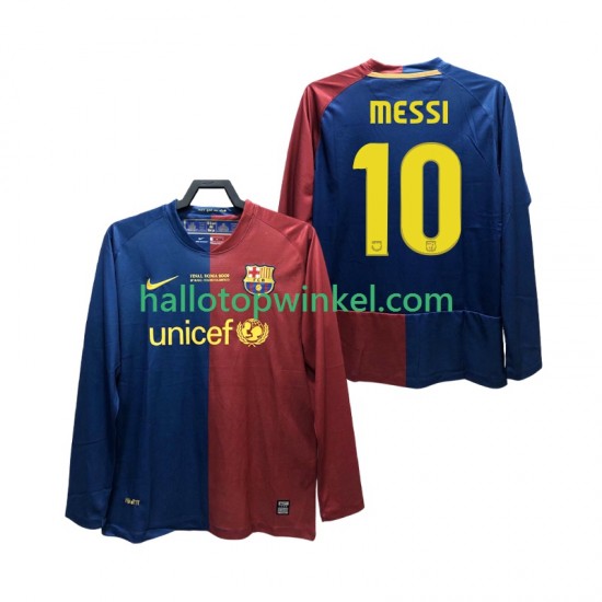 FC Barcelona Voetbalshirt Lionel Messi 10 Champions League 2009 Retro Heren Thuis Tenue 2008 Lange Mouw